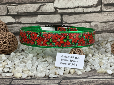 Biothane Leder Motiv Halsband "Stained Glass Poinsettias"