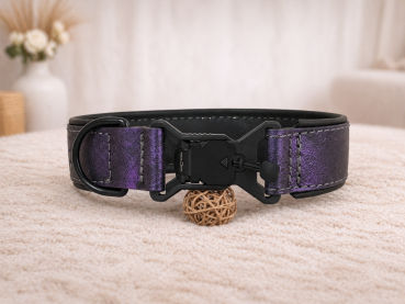 Coated Webbing Halsband lila/schwarz