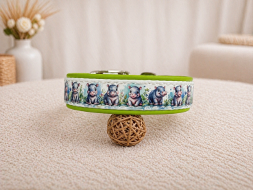 Biothane Leder Motiv Halsband "Baby Hippos"