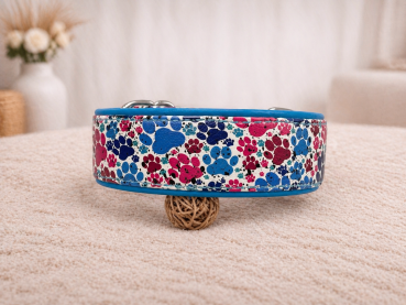 Biothane Leder Motiv Halsband "Pfoten"