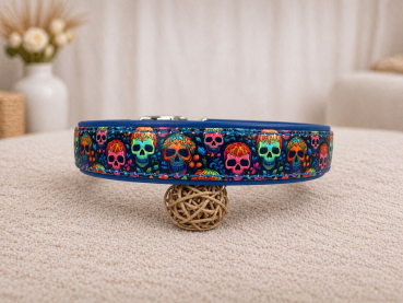 Biothane Leder Motiv Halsband "Skulls"