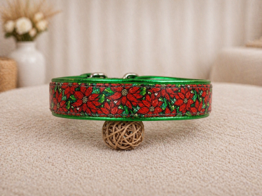 Biothane Leder Motiv Halsband "Stained Glass Poinsettias"