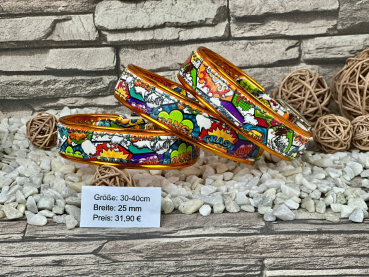 Biothane Leder Motiv Halsband "Comic Pop orange"