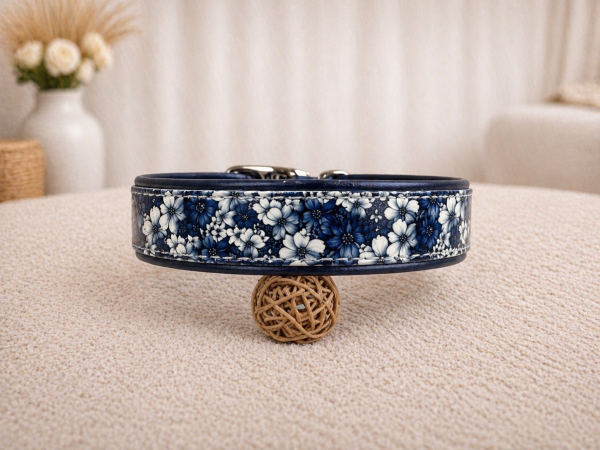 Biothane Leder Motiv Halsband "Flowers"