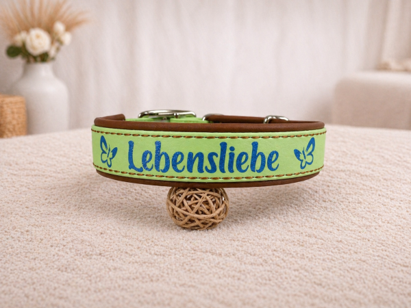 Biothane Leder Halsband "Lebensliebe"