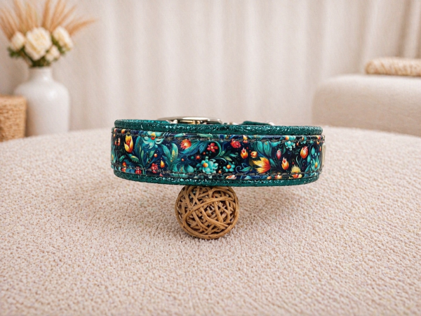 Biothane Leder Motiv Halsband "Pflanzen"